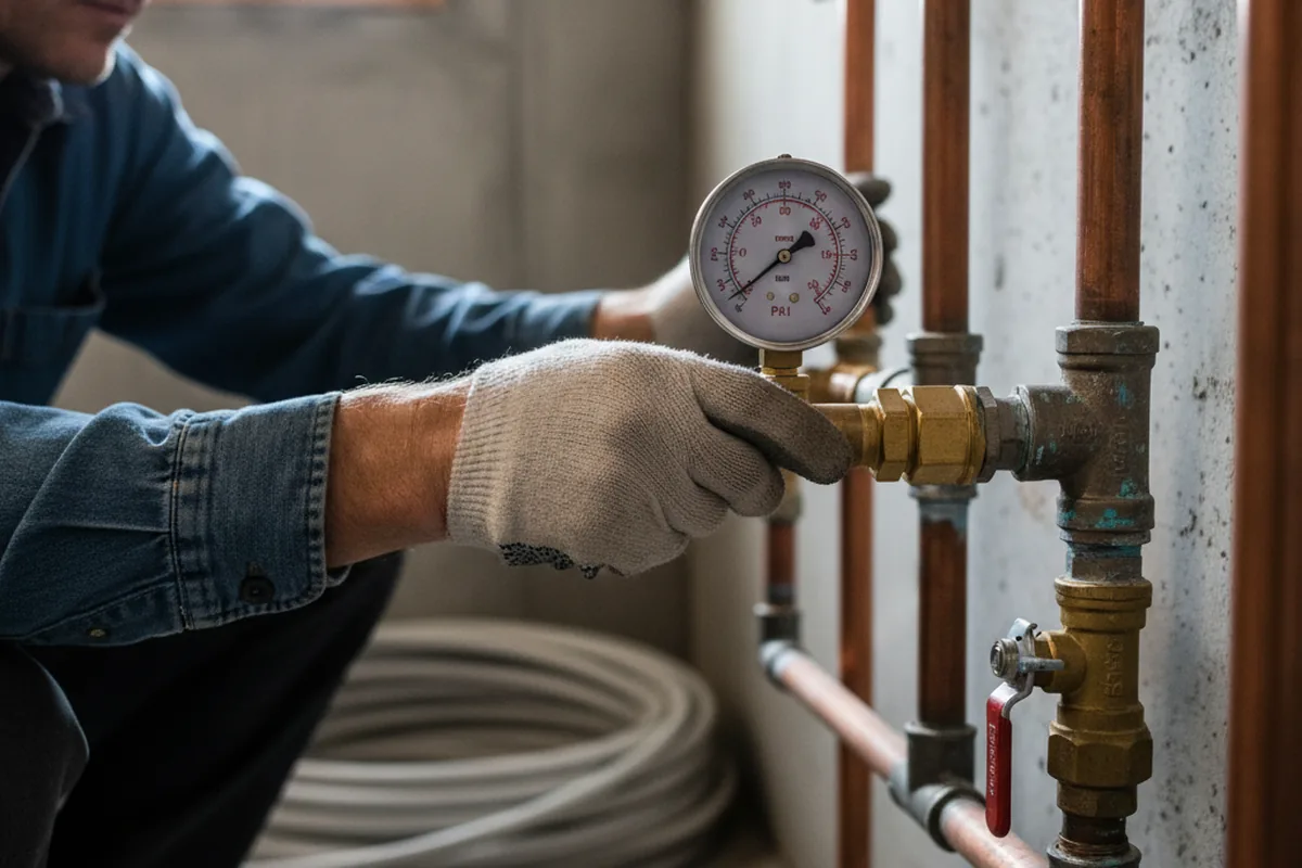 Pressure testing a repaired line during Water Line Repair in Grayling