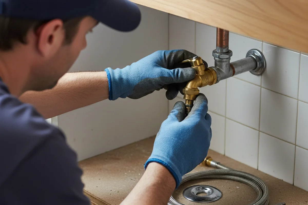 Shutoff valve and fitting work during Emergency Plumbing in Grayling